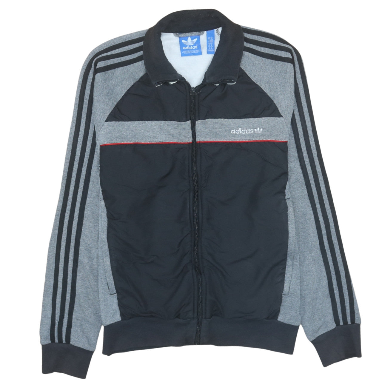 Adidas Men's Black & Grey Track Jacket Size M Full Zip Sportswear
