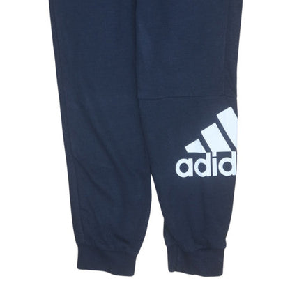 Adidas Boys Blue Jogger Trousers 13-14 Years Cotton Blend Fleece