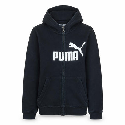 Front view of Puma boys’ black full zip hoodie 12 years hooded sweatshirt