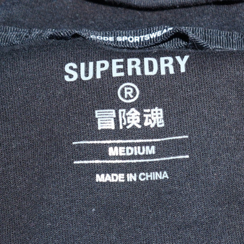 Mens UK Size M Superdry Black Full Zip Hoodie