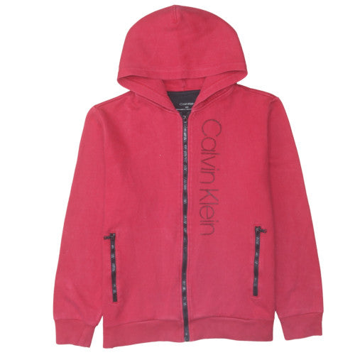 Mens UK Size M Calvin Klein Red Full Zip Hoodie