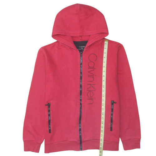 Mens UK Size M Calvin Klein Red Full Zip Hoodie
