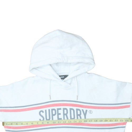 Womens UK Size M Superdry White Pullover Hoodie