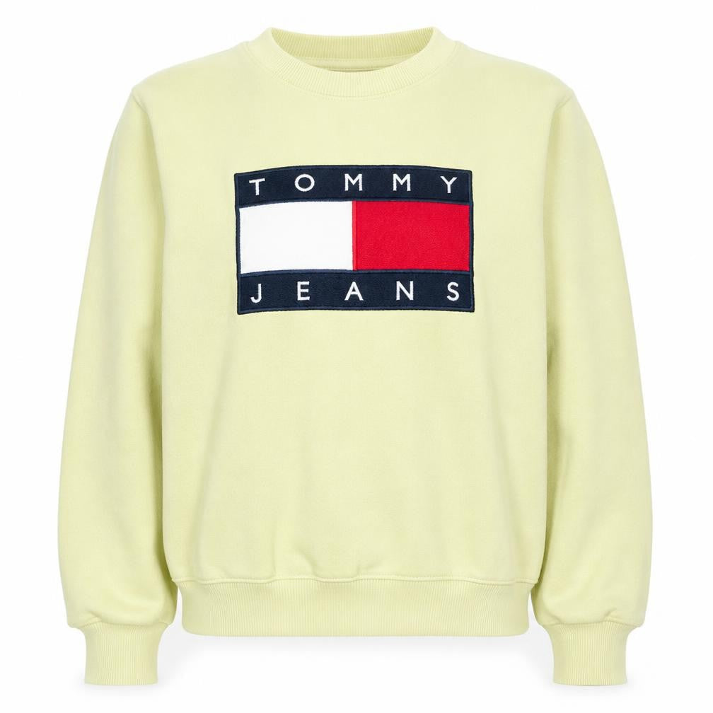 Womens UK Size XL Tommy Jeans Yellow Pullover Sweatshirt