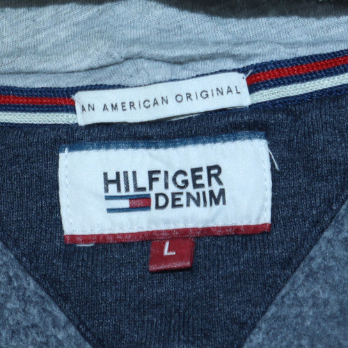 Mens UK Size L Hilfiger Denim Blue Full Zip Hoodie