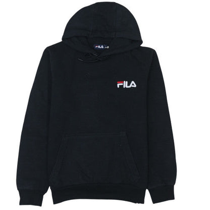 Fila Men's Black Small Pullover Hoodie with Logo Pocket