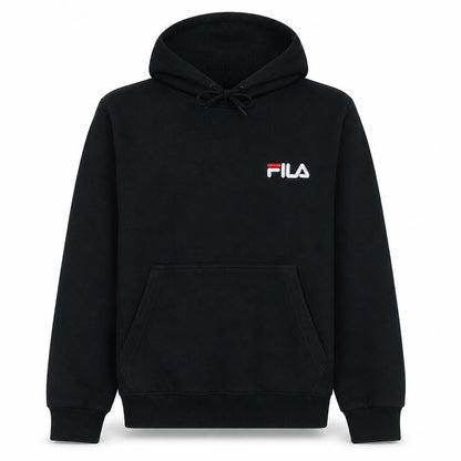 Fila Men's Black Small Pullover Hoodie with Logo Pocket