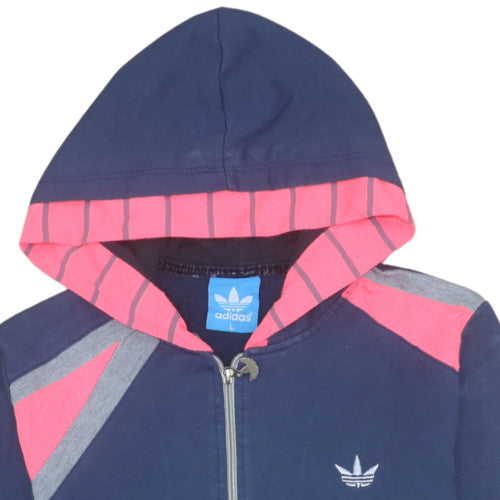 Womens UK Size L adidas Blue Full Zip Hoodie