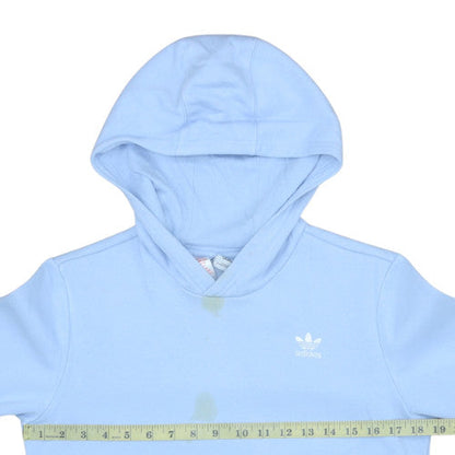 Adidas Girls Blue Pullover Hoodie Size 14 Years Fleece Logo Hooded Sweatshirt