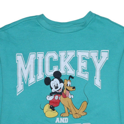 Disney Girls Turquoise Mickey & Pluto Sweatshirt 13-14 Years Pullover Fleece