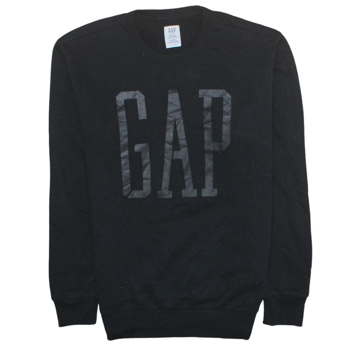 Gap Mens Black Crew Neck Logo Pullover Sweatshirt Size S