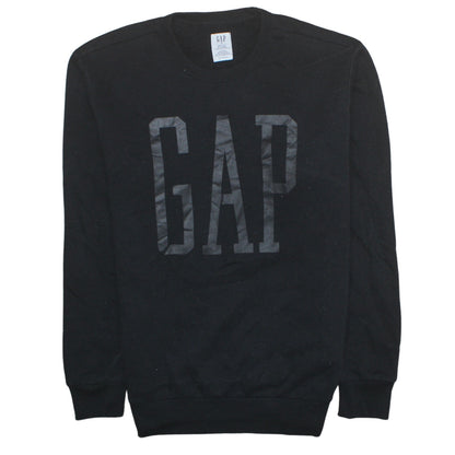 Gap Mens Black Crew Neck Logo Pullover Sweatshirt Size S