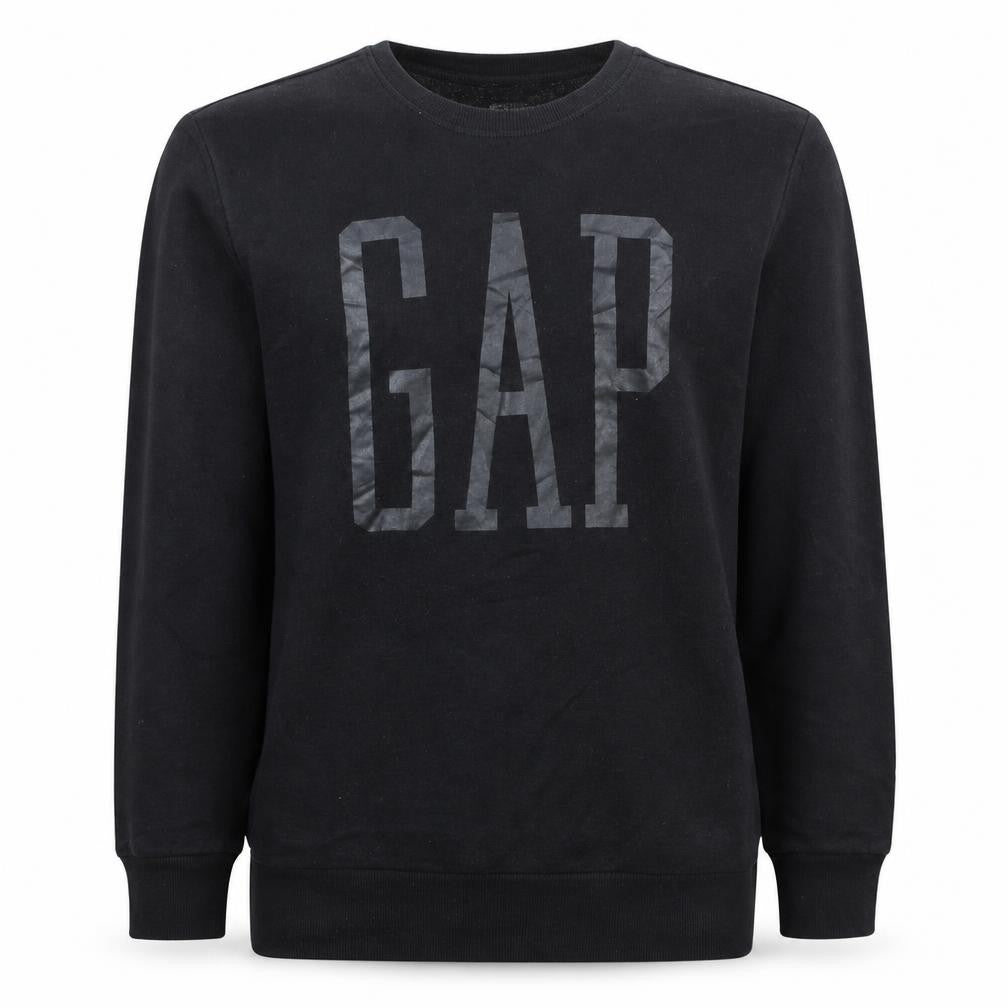 Gap Mens Black Crew Neck Logo Pullover Sweatshirt Size S