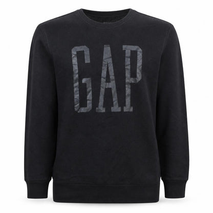 Gap Mens Black Crew Neck Logo Pullover Sweatshirt Size S