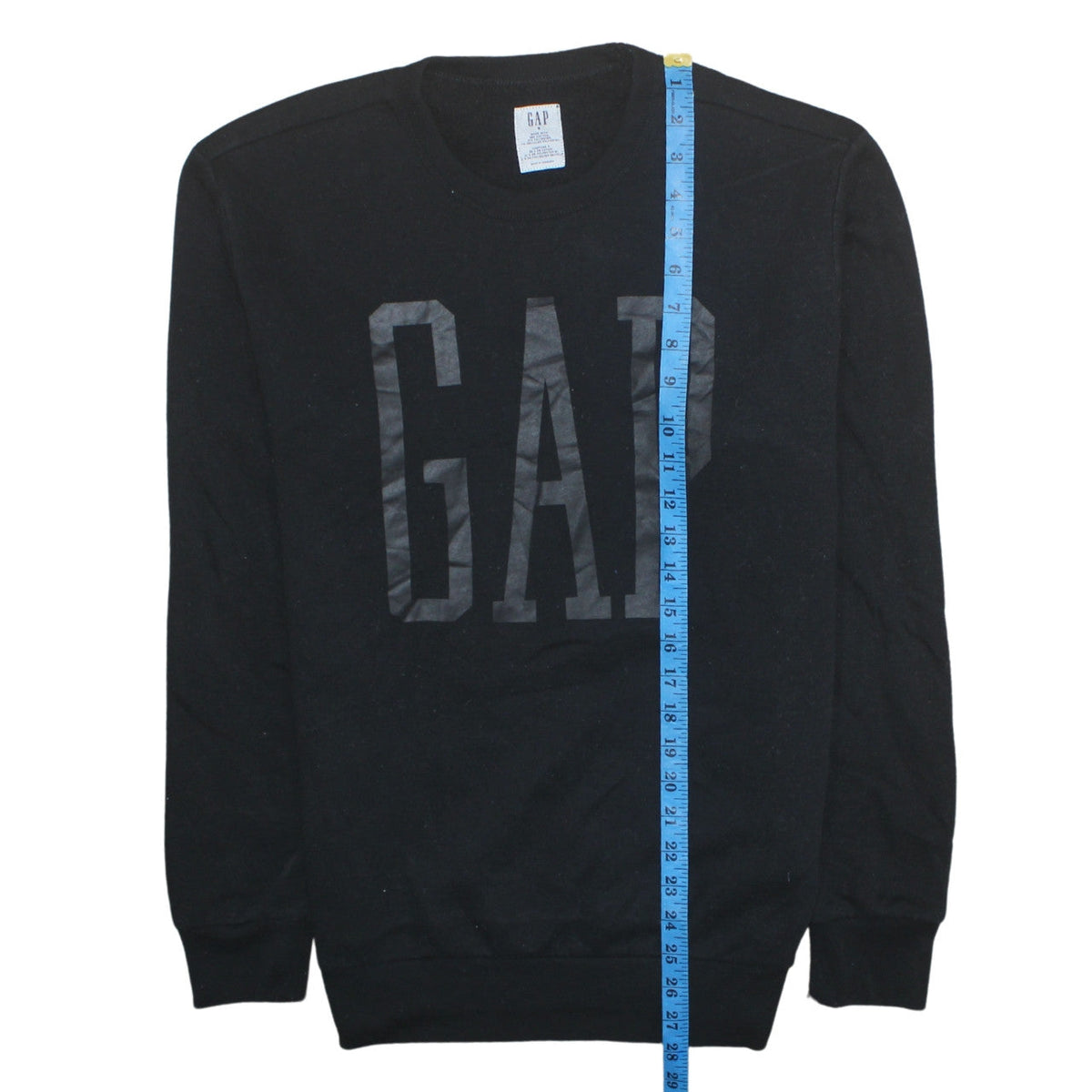 Gap Mens Black Crew Neck Logo Pullover Sweatshirt Size S
