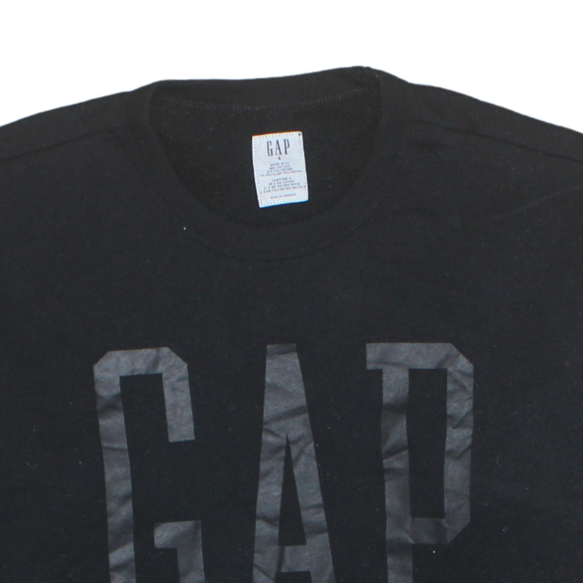 Gap Mens Black Crew Neck Logo Pullover Sweatshirt Size S