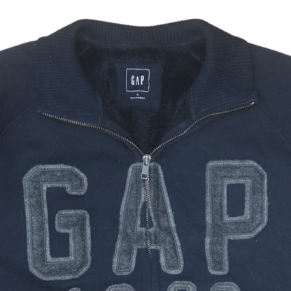 GAP Men's Blue L Bomber Jacket Full Zip Fleece Lined 1969 Logo