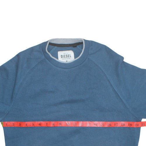 Diesel Men’s Blue Cotton Crew Neck Pullover Jumper Size M