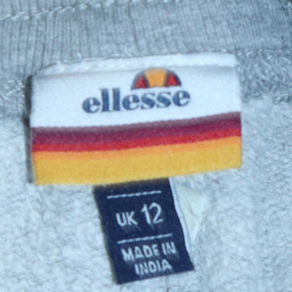 Ellesse Womens Grey Jogger Sweatpants UK 12 Elastic Waist Taped Logo