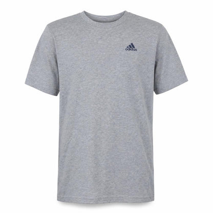 Front view of Adidas Men's Grey Short Sleeve Crew Neck Cotton T-Shirt, size S