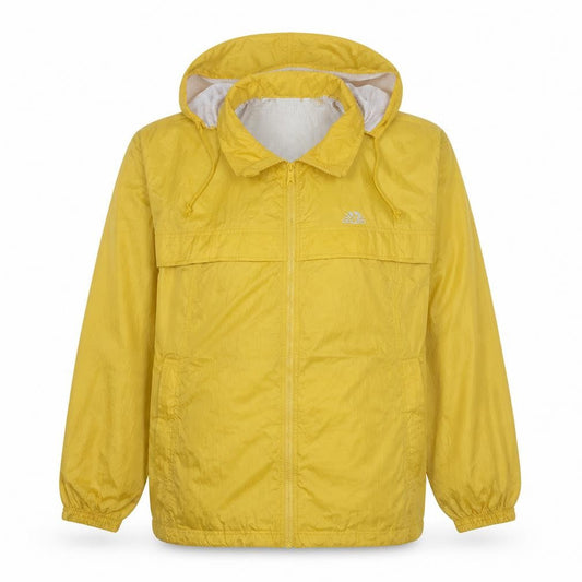 Front view of Adidas Women's Yellow Windbreaker Jacket, size 14, Hooded Zip