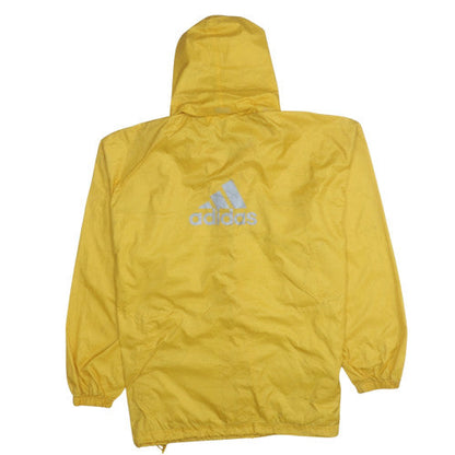 Adidas Women's Yellow Windbreaker Jacket Size 14 Hooded Zip