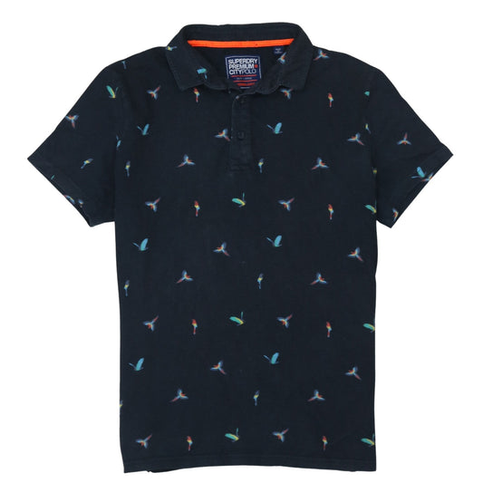 Superdry Men’s Black Bird Print City Polo Shirt Size Large