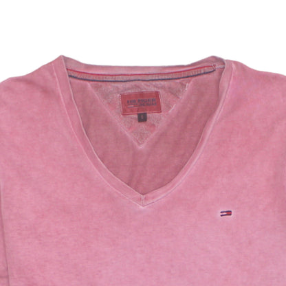 Hilfiger Denim Men's Pink V-Neck Short Sleeve Cotton T-Shirt S