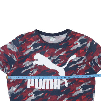 Puma Men's Red Camo Crew Neck Short Sleeve Cotton T-Shirt L