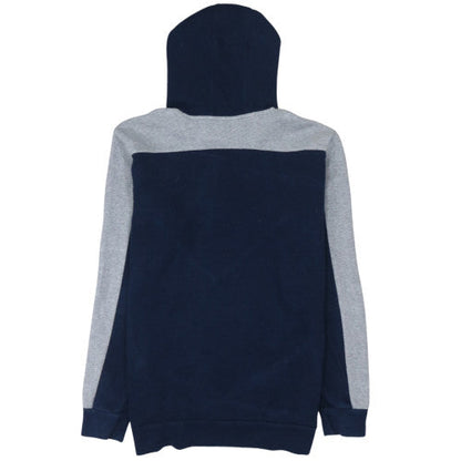 adidas Boys Blue Grey Pullover Hoodie 15-16 Years Colourblock Logo Fleece