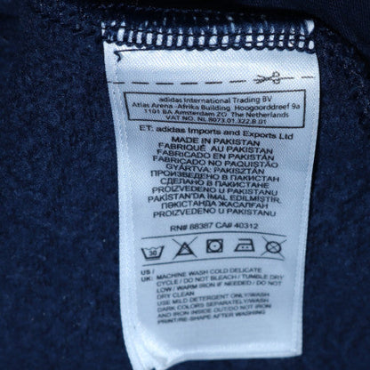 adidas Boys Blue Grey Pullover Hoodie 15-16 Years Colourblock Logo Fleece