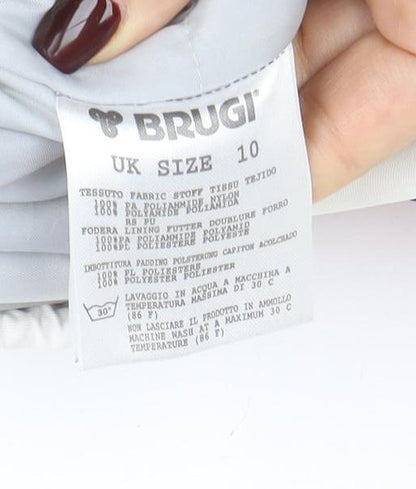 Brugi Women's Red White Ski Jacket Size 10 Hooded Waterproof Winter Coat