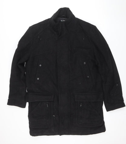Next Signature Men's Black Wool Cashmere Coat L Classic Style