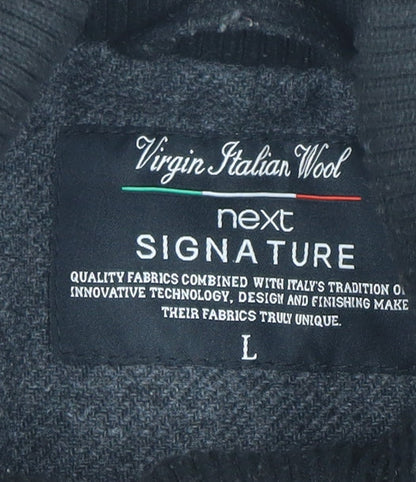 Next Signature Men's Black Wool Cashmere Coat L Classic Style