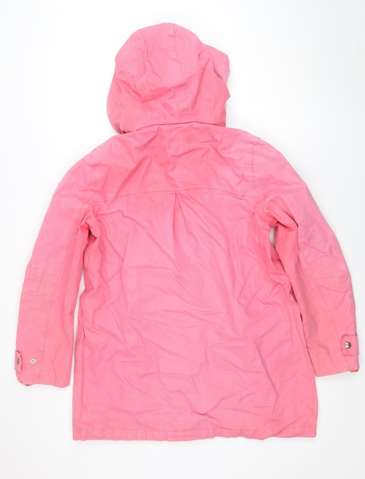 Joules Women Pink Waterproof Hooded Rain Coat Jacket Size 12