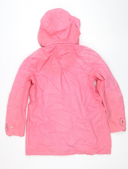 Joules Women Pink Waterproof Hooded Rain Coat Jacket Size 12