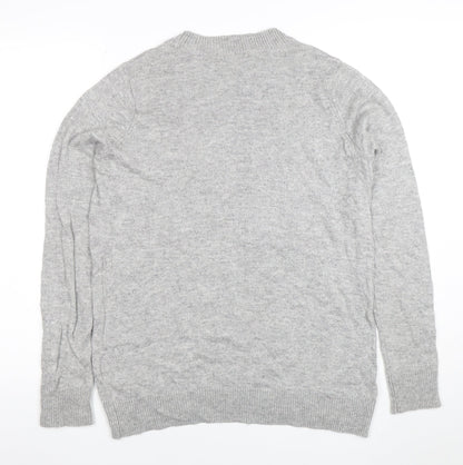 H&M Women’s Grey Sequin Dog Jumper Small Funny Christmas Sweater