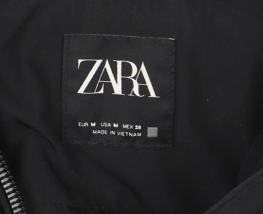 ZARA Womens Black Hooded Puffer Jacket Size 12 Winter Coat