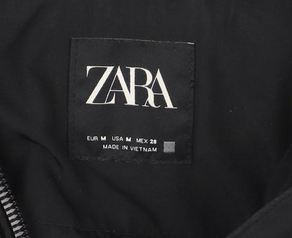 ZARA Womens Black Hooded Puffer Jacket Size 12 Winter Coat