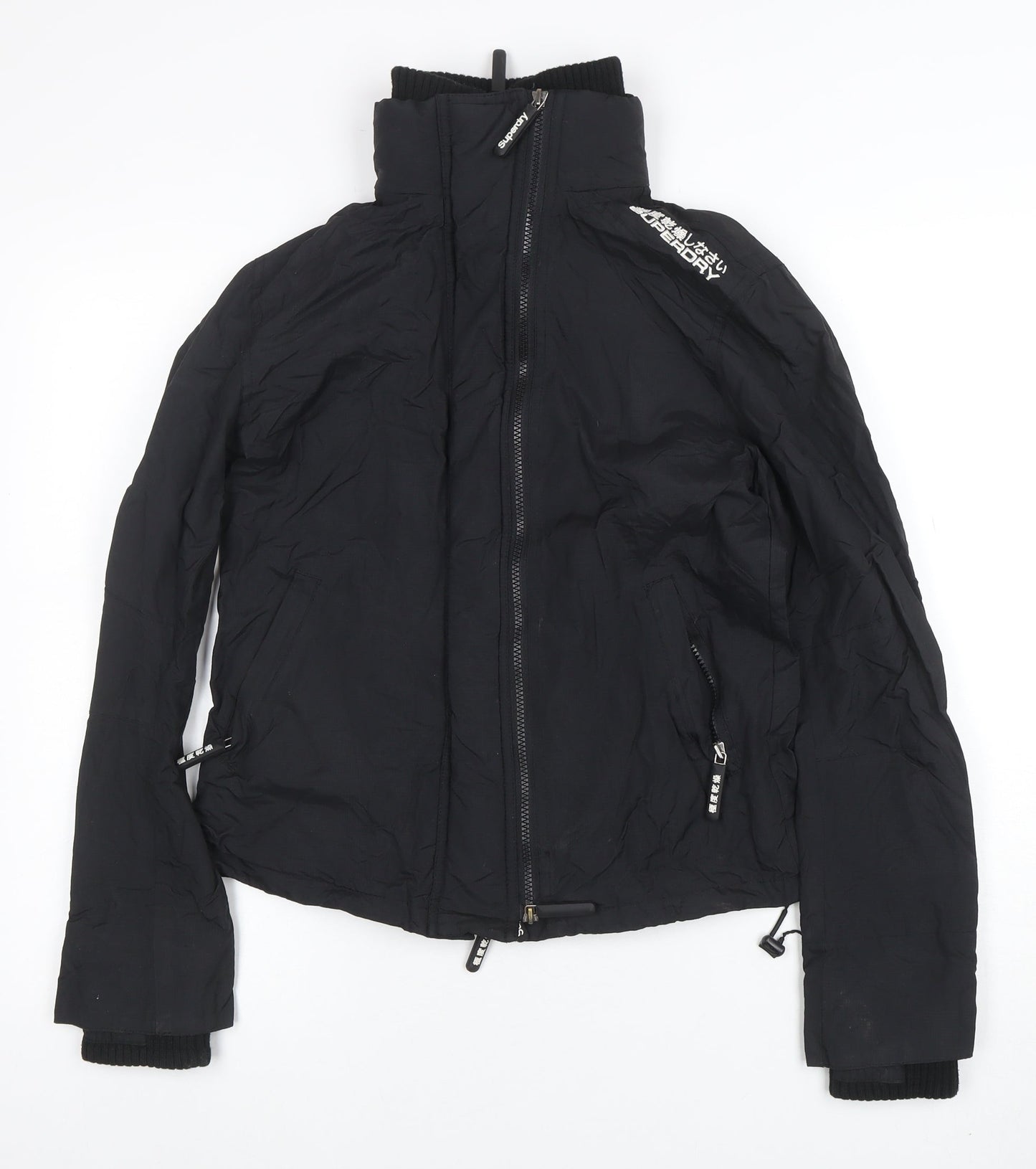 Superdry Womens Black Large Puffer Jacket Windproof Water Resistant