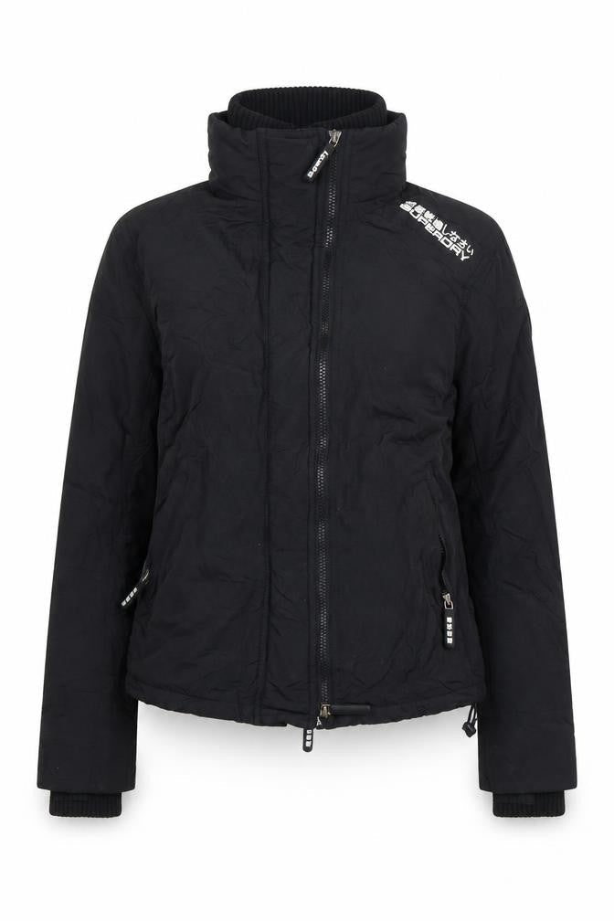 Superdry Womens Black Large Puffer Jacket Windproof Water Resistant