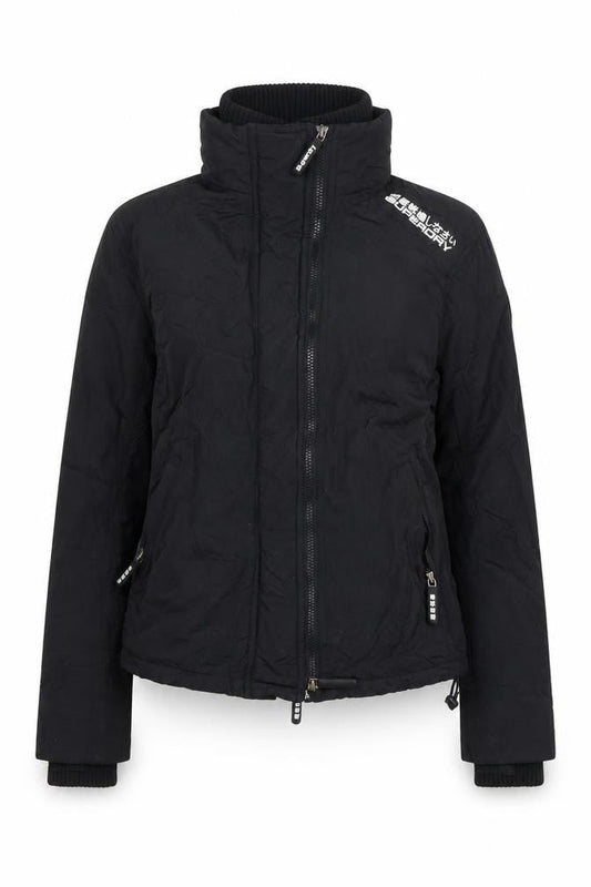 Superdry Womens Black Large Puffer Jacket Windproof Water Resistant