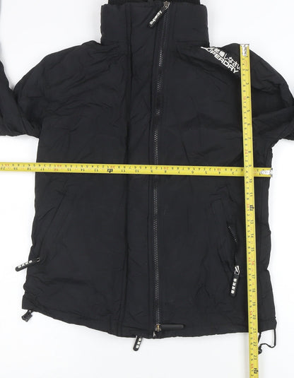 Superdry Womens Black Large Puffer Jacket Windproof Water Resistant