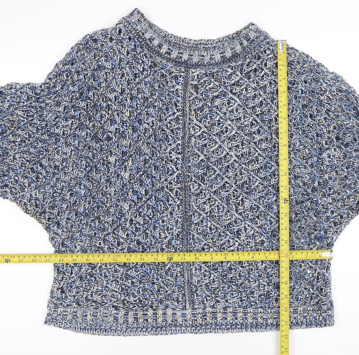 AND/OR Womens Blue Chunky Knit Cotton Pullover Jumper M