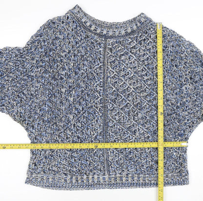 AND/OR Womens Blue Chunky Knit Cotton Pullover Jumper M