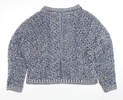AND/OR Womens Blue Chunky Knit Cotton Pullover Jumper M