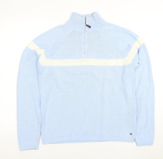 Tommy Hilfiger Men's Blue 1/2 Zip High Neck Jumper M