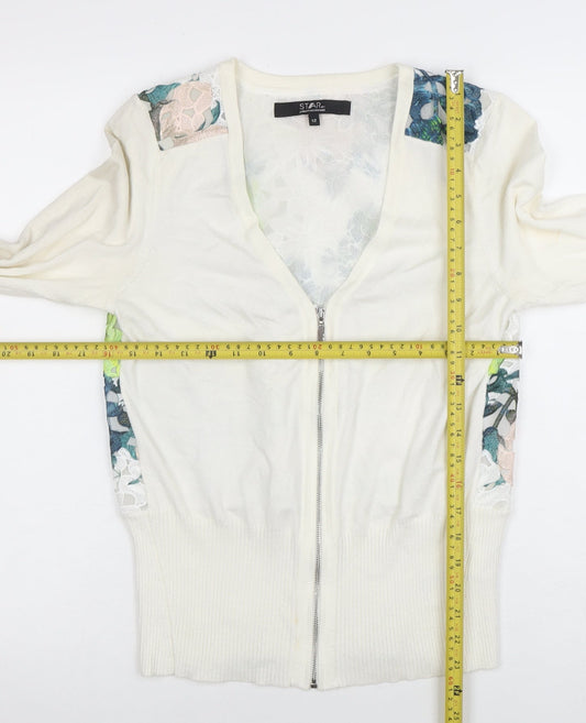 Star by Julien Macdonald Women's Ivory Floral Zip Cardigan Size 12