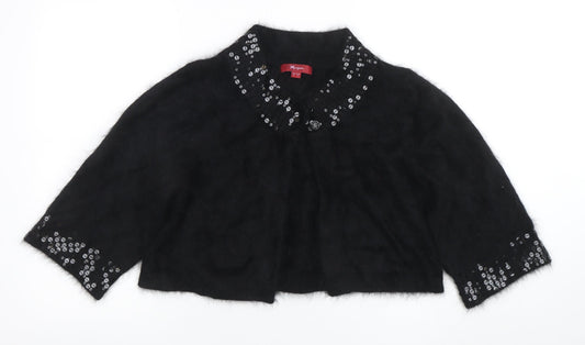 Morgan Women’s Black Sequin Angora 3/4 Sleeve Cardigan UK 16