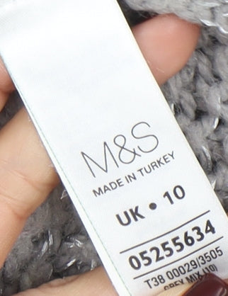 Marks and Spencer Women Grey Cable-Knit Jumper UK 10 Wool Blend